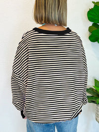 Hazel Blues® |  Striped Round Neck Long Sleeve Sweatshirt