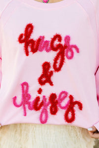 Hazel Blues® |  Valentine’s Day HUG AND KISSES Round Neck Sweatshirt