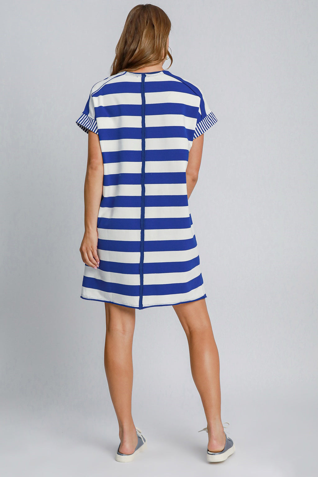 Hazel Blues® |  Umgee Peace Applique Striped Short Sleeve Mini Dress