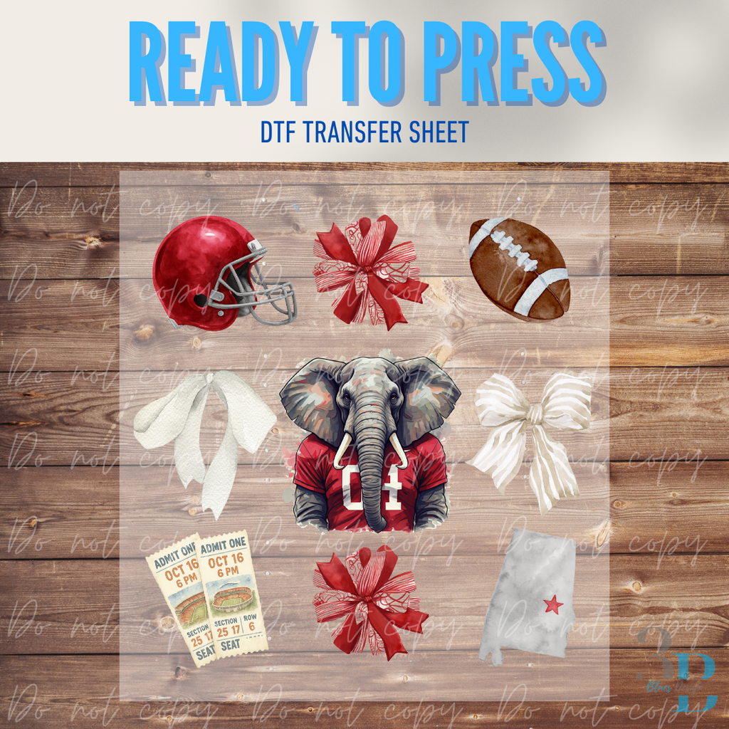 Alabama Mascot University Collage |  DTF Transfer Sheet Iron On