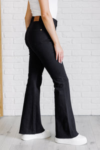 Hazel Blues® |  Etta High Rise Control Top Flare Jeans in Black