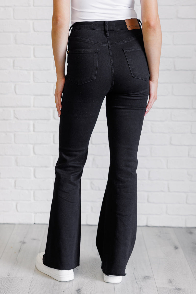 Hazel Blues® |  Etta High Rise Control Top Flare Jeans in Black