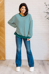 Hazel Blues® |  Too Good to be True Striped Drop Shoulder Top in Green