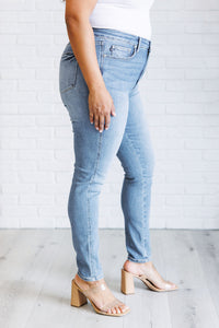 Hazel Blues® |  Justine High Rise Control Top Contrast Wash Skinny Jeans