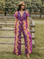 Hazel Blues® |  Tied V-Neck Short Sleeve Jumpsuit