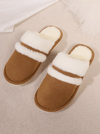 Hazel Blues® |  Contrast Faux Fur Round Toe Slippers