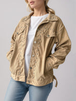 Hazel Blues® |  Studded Collared Neck Button Up Jacket