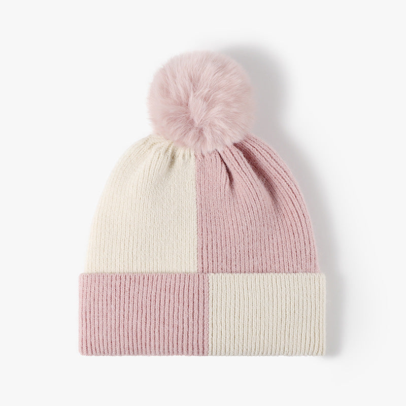 Hazel Blues® |  Color Block Knit Hat with Pom-pom