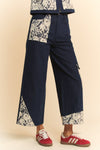 Hazel Blues® |  Davi & Dani Lace Applique Wide Leg Jeans