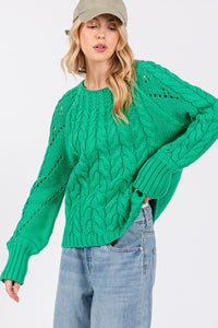 Hazel Blues® |  SAGE + FIG Cable-Knit Long Sleeve Sweater