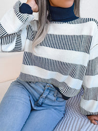 Hazel Blues® |  Striped Turtleneck Long Sleeve Sweater