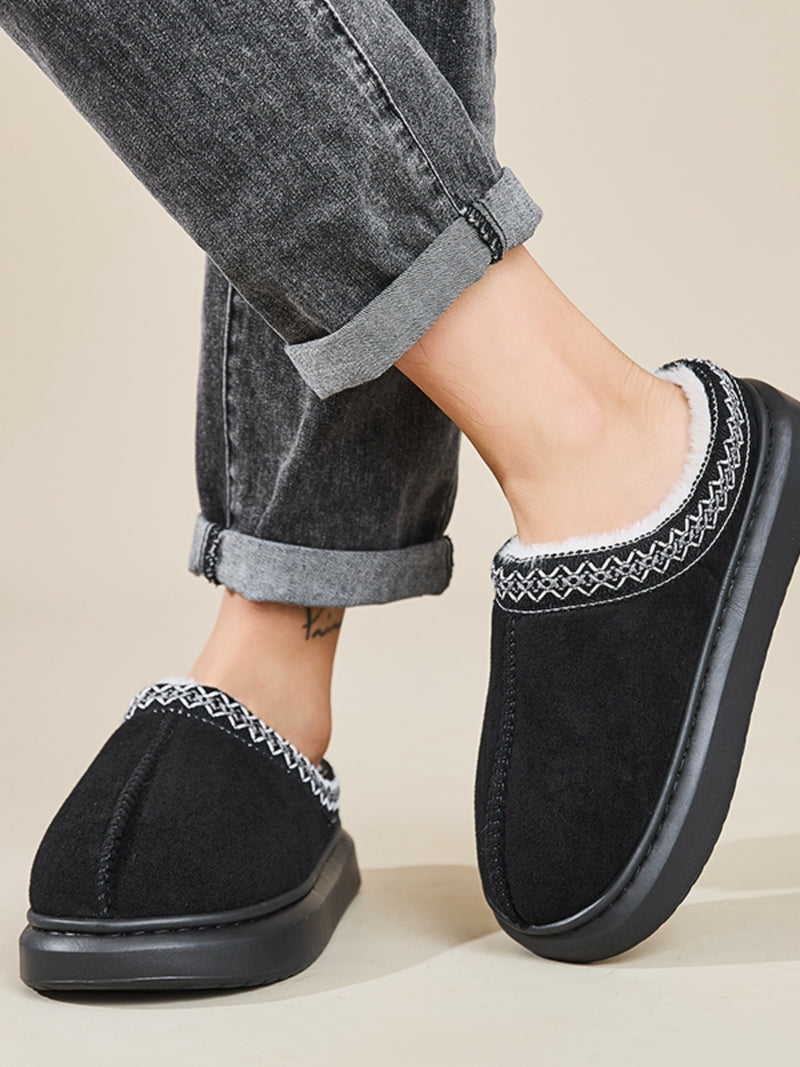 Hazel Blues® |  Faux Fur Suede Platform Slippers