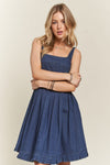 Hazel Blues® |  ADORA Smocked Back Square Neck Denim Dress