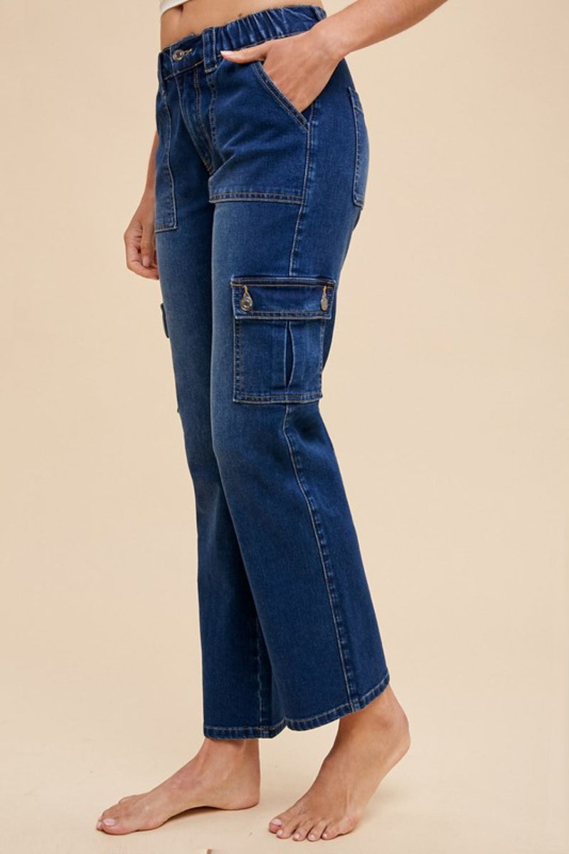 Hazel Blues® |  Annie Wear Straight Leg Jeans with Cargo Pockets