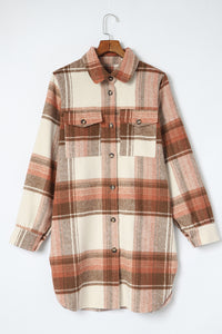 Hazel Blues® |  Pocketed Plaid Collared Neck Shacket