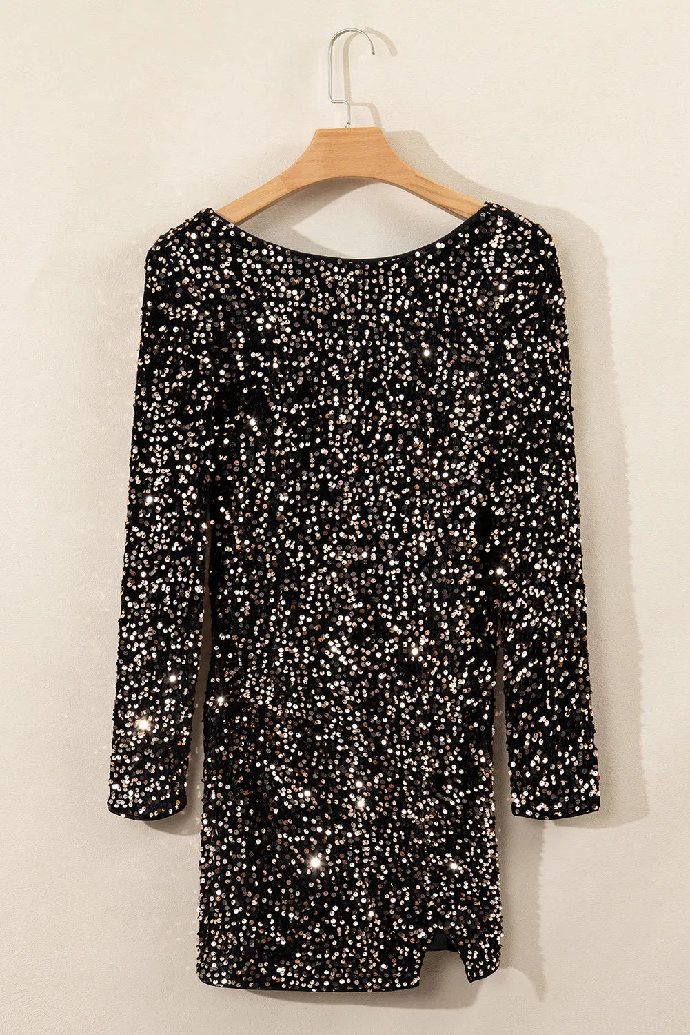 Hazel Blues® |  Backless Sequin Round Neck Long Sleeve Dress