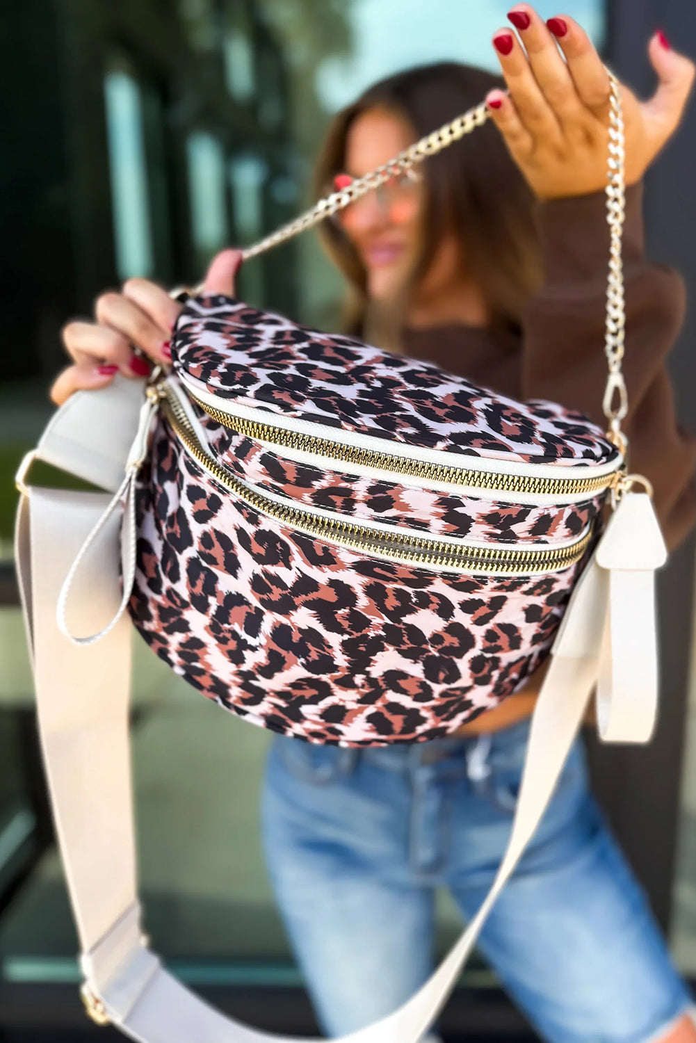 Hazel Claire Chestnut Leopard Crossbody Bag