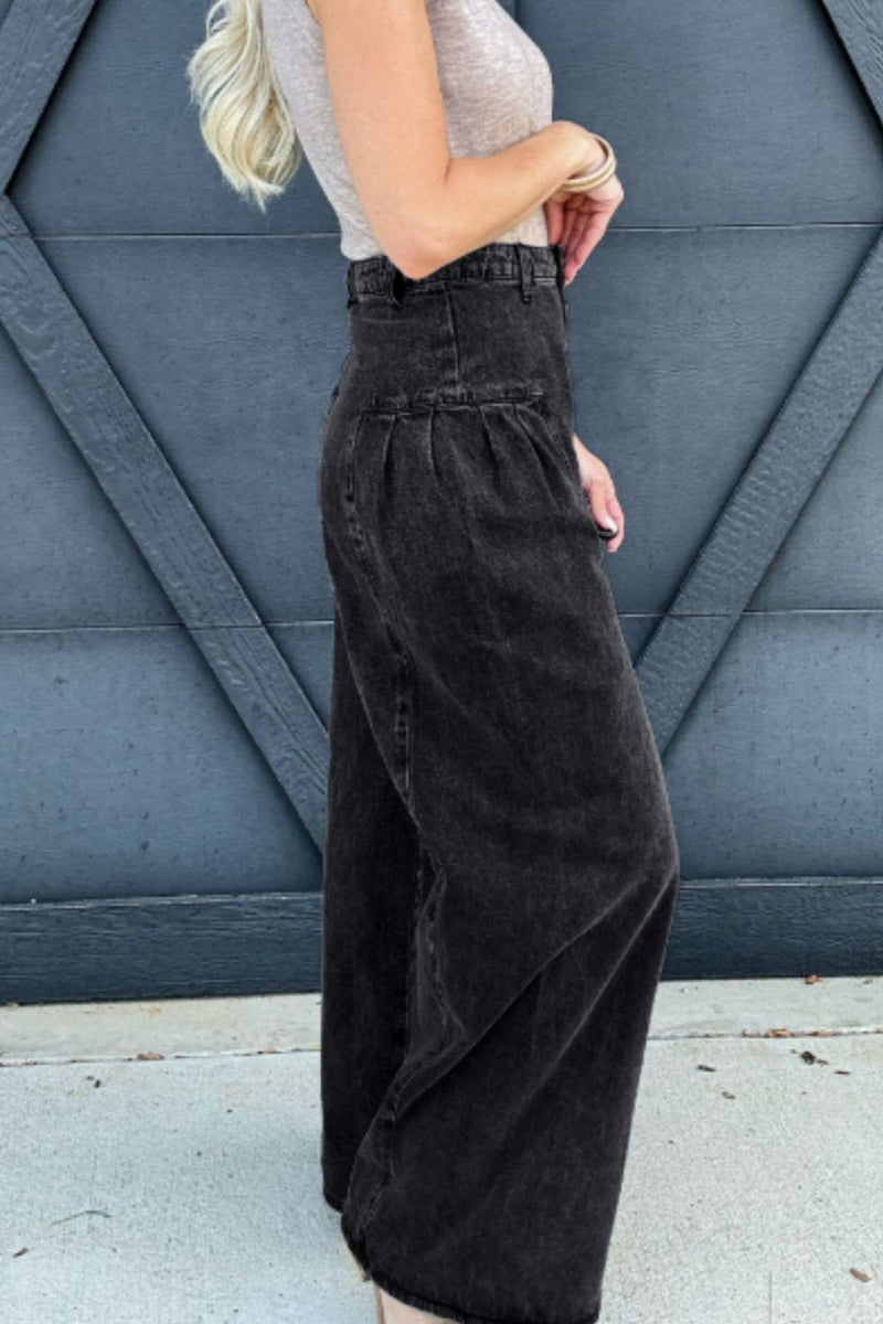Hazel Blues® |  High Rise Wide Leg Jeans with Pockets