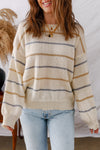 Hazel Blues® |  Multicolour Striped Ribbed Edge Drop Shoulder Sweater