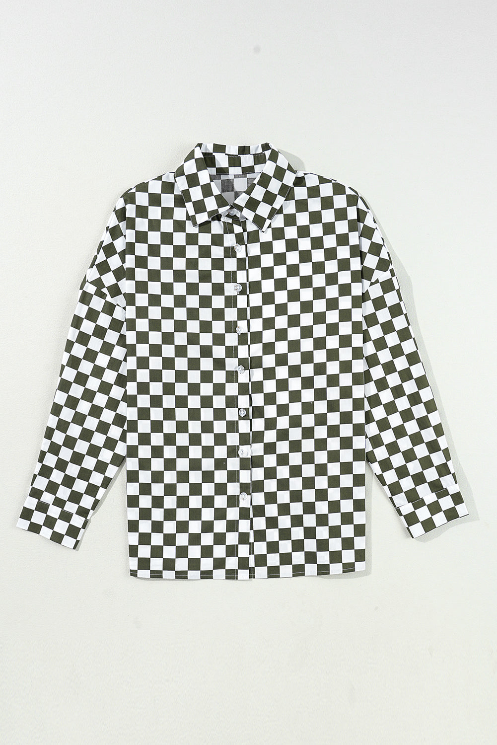 Hazel Blues® |  Checkered Collared Neck Long Sleeve Shirt