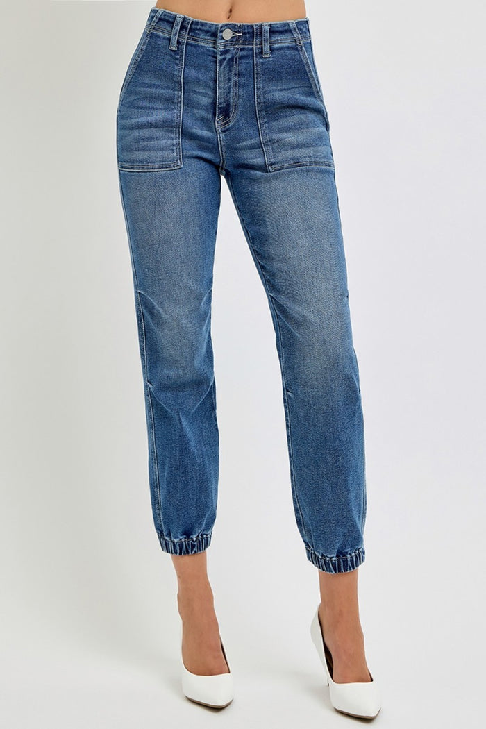 Hazel Blues® |  RISEN High Rise Ankle Jogger Jeans