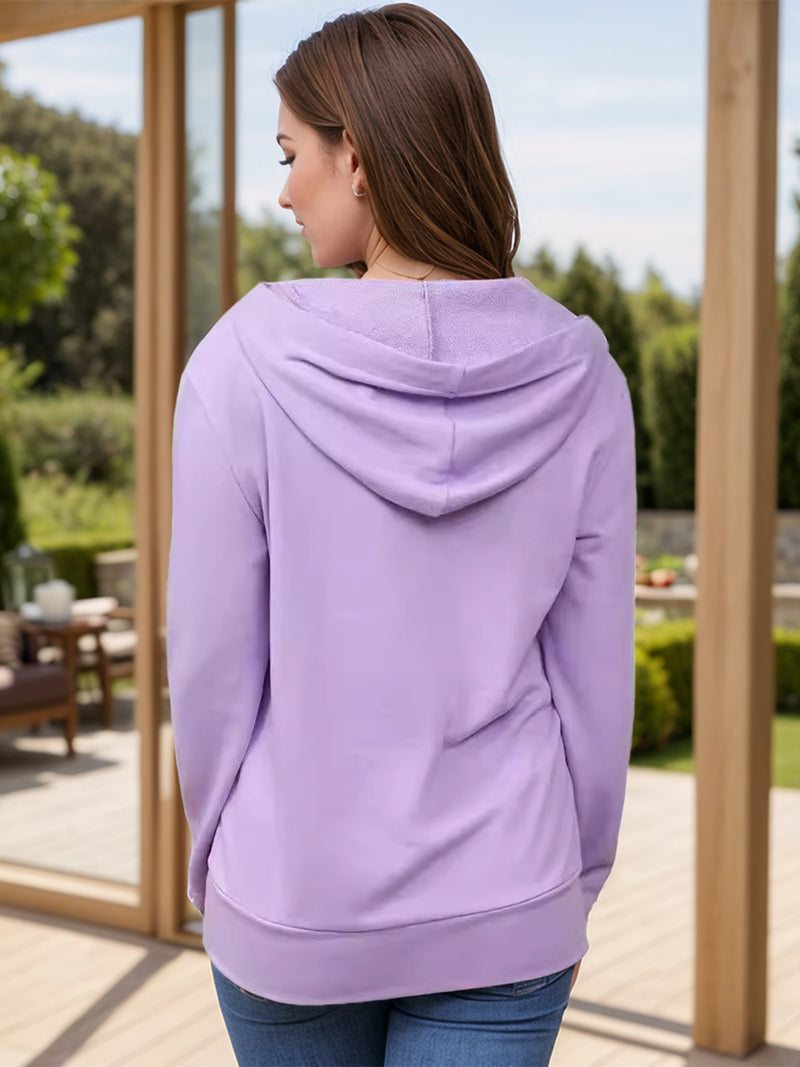 Hazel Blues® |  Drawstring Half Zip Long Sleeve Hoodie