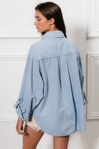 Hazel Blues® |  BiBi Button Down Stitch Detail Shirt with Chest Pockets