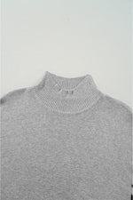 Hazel Blues® |  Slit Leopard Mock Neck Dropped Shoulder Sweater