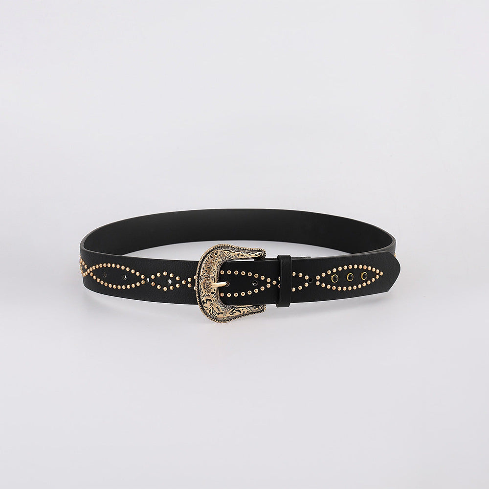 Hazel Blues® |  PU Leather Rhinestone Belt