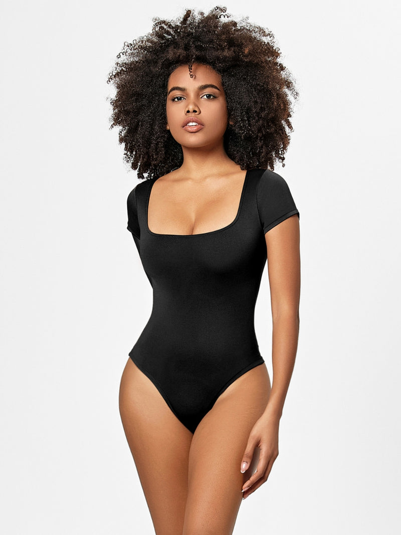 Hazel Blues® |  Square Neck Short Sleeve Bodysuit