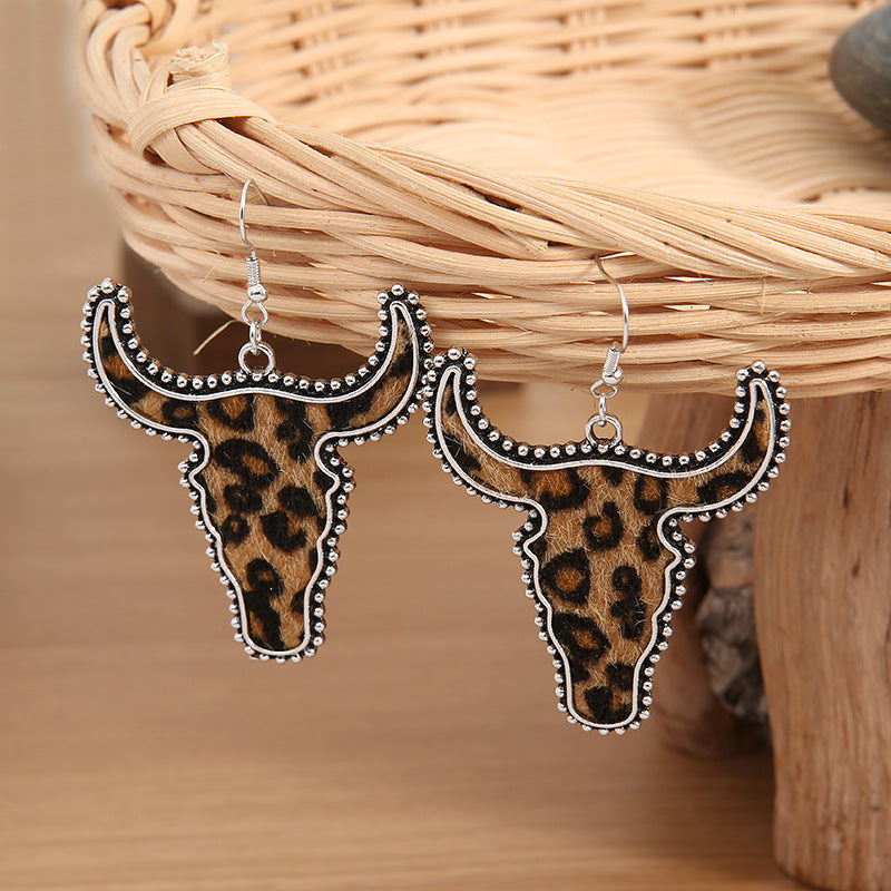 Hazel Blues® |  Alloy Animal Print Cow Head Earrings