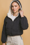 Hazel Blues® |  Love Tree Zip Up Cropped Hooded Sherpa Reversible Jacket