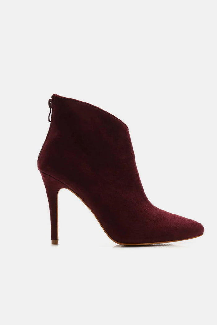 Hazel Blues® |  Beast Fashion Suede Stiletto Ankle Booties with Back Zippers