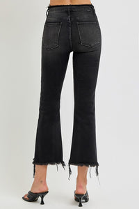 Hazel Blues® | RISEN Raw Hem Cropped Flare Jeans