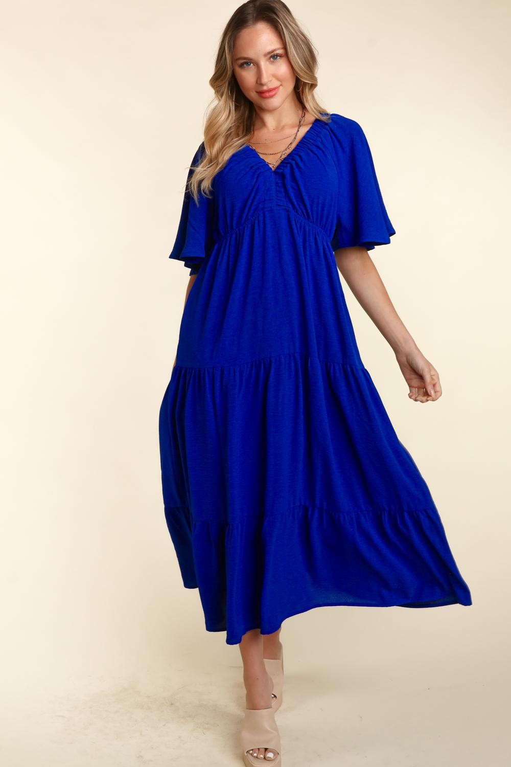 Hazel Blues® |  Haptics Tiered Babydoll Maxi Dress with Side Pocket
