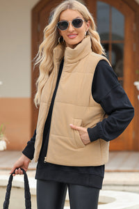 Hazel Blues® |  Pocketed Zip Up Turtleneck Vest Coat