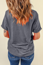 Hazel Blues® |  Gray Football Bow Knot Print Crewneck Casual T Shirt