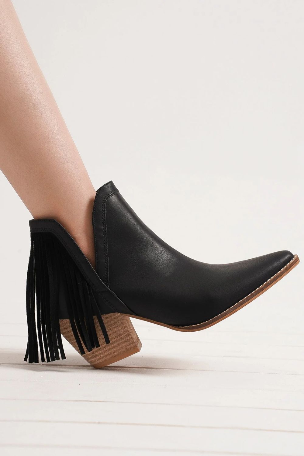 Hazel Blues® |  Beast Fashion Fringe Side V-Cut Ankle Booties