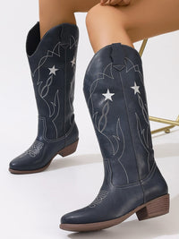 Hazel Blues® |  Star Point Toe Block Heel Boots