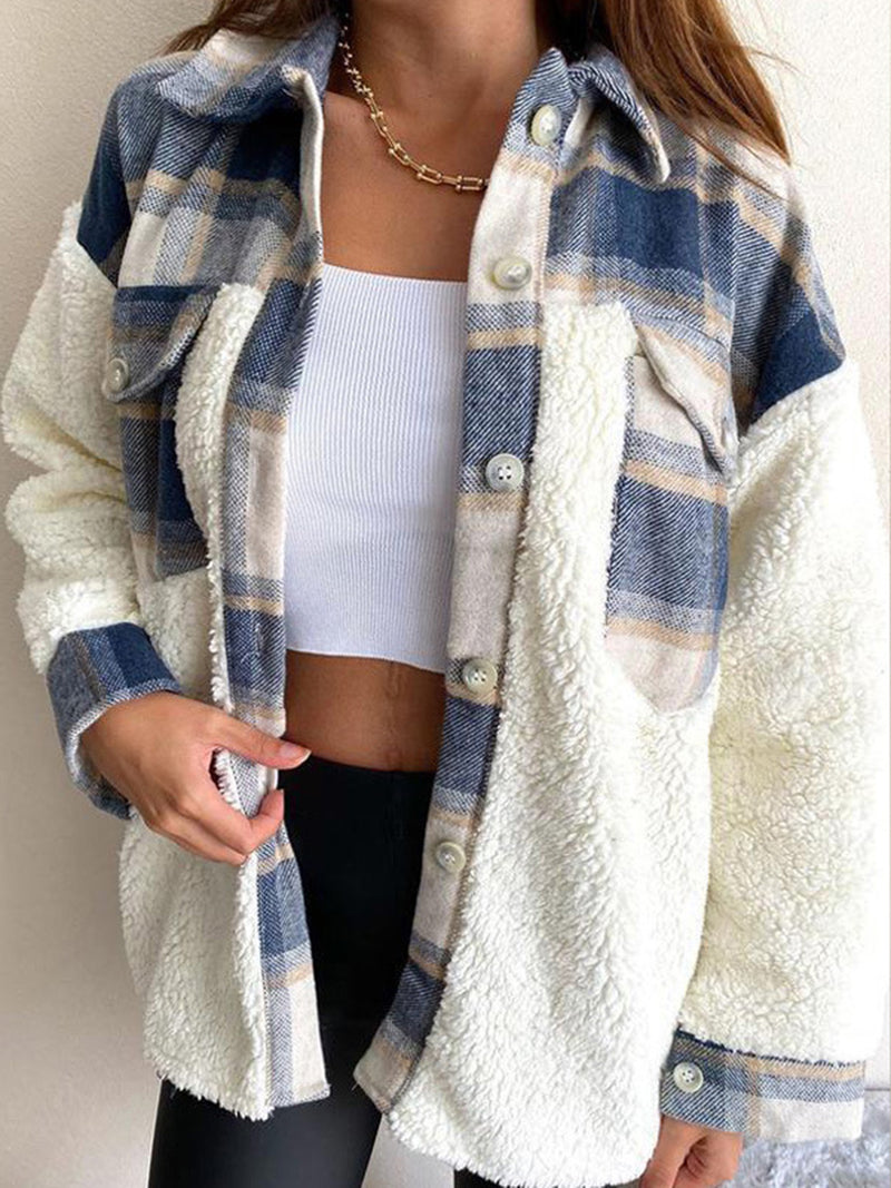 Hazel Blues® |  Fuzzy Button Up Long Sleeve Jacket