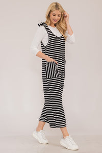 Hazel Blues® |  Celeste Striped Scoop Neck Overalls with Pockets