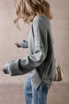 Hazel Blues® |  Slit Round Neck Long Sleeve Sweatshirt