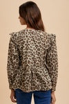 Hazel Blues® |  Annie Wear Tied Leopard Round Neck Peplum Blouse