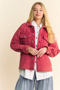 Hazel Blues® |  Davi & Dani Quilted Button Down Shacket with Chest Pockets