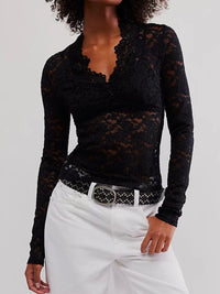 Hazel Blues® |  V-Neck Long Sleeve Lace Top