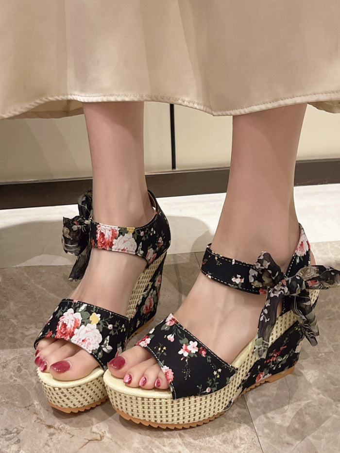 Hazel Blues® |  Floral Tied High Heel Sandals