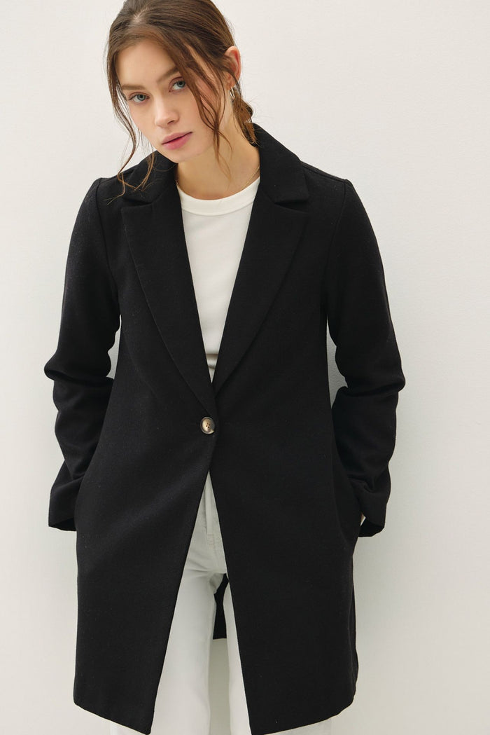 Hazel Blues® |  Be Cool Single Button Long Sleeve Coat with Pockets