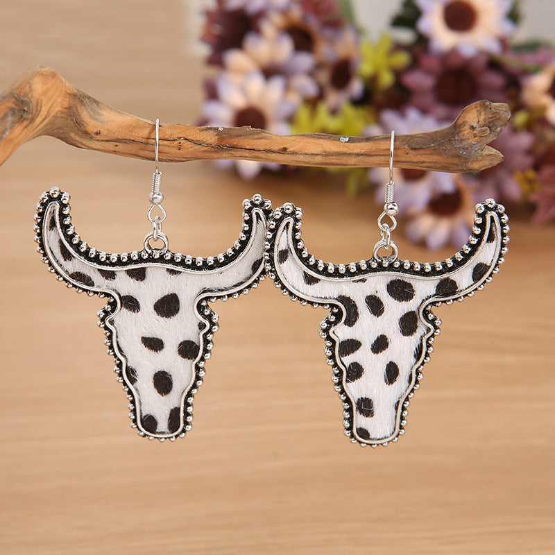 Hazel Blues® |  Alloy Animal Print Cow Head Earrings