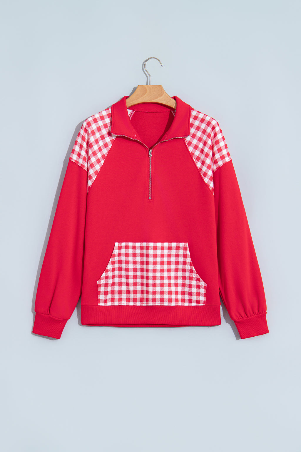 Violet Hope Red Plaid Pocket Sweatshirt