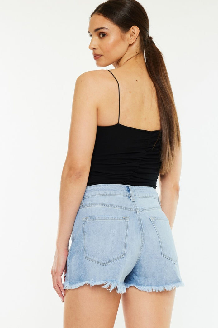 Hazel Blues® |  Kancan Raw Hem Distressed High Waist Denim Shorts